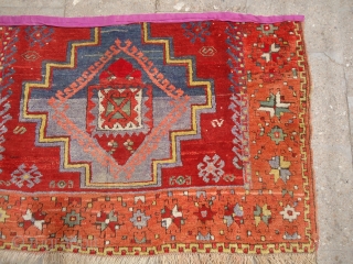 Anatolian Rug Fragment with great colors and wool,good age and design,beautiful border.Size 4*2'6".E.mail for more info and pics.               