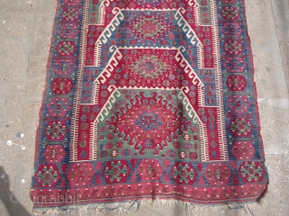 Beautiful Anatolian Prayer kilim with great natural colors and very nice desigen.All good colors,fine weave.Size 6'6"*4'2".E.mail for more info.              