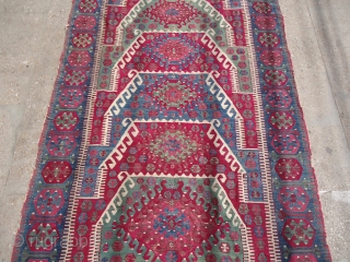 Beautiful Anatolian Prayer kilim with great natural colors and very nice desigen.All good colors,fine weave.Size 6'6"*4'2".E.mail for more info.              