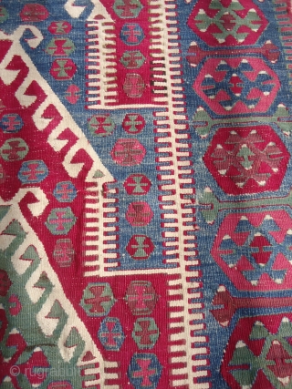 Beautiful Anatolian Prayer kilim with great natural colors and very nice desigen.All good colors,fine weave.Size 6'6"*4'2".E.mail for more info.              