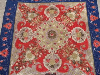 Beautiful Antique Rasht Embriodery,very fine piece with good colors, design and age,Size 5'4"*5'4".E.mail for more info and pics.               