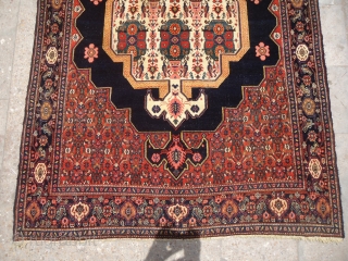 Very gorgeous, colorful, unique and finely woven Antique Senneh rug. All colors are good,weave is fine,condition is very good,unusual desigen.Size 6'4"*4'4".E.mail for more info.         