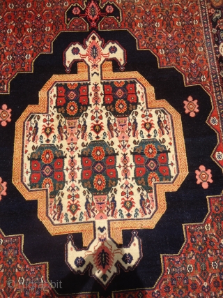 Very gorgeous, colorful, unique and finely woven Antique Senneh rug. All colors are good,weave is fine,condition is very good,unusual desigen.Size 6'4"*4'4".E.mail for more info.         