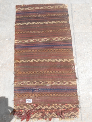 Baluch Balisht with extra fine weave and beautiful kilim backing,with some silk highlights,Size 3'2"*1'7".E.mail for more info.                