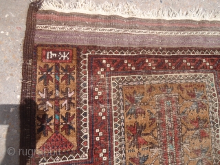 Early Dated Baluch Prayer Rug with both sides kilim endings and fine weave,all original without any repair or work done.Size             