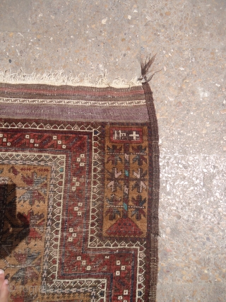 Early Dated Baluch Prayer Rug with both sides kilim endings and fine weave,all original without any repair or work done.Size             