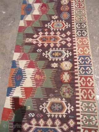 Anatolian Kilim fragment with great natural colors.Size 6'1"2'3".E.mail for more info and pics.                    