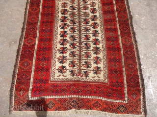 Ivory ground baluch prayer rug with great colors and nice design,all original without any work done.Size 4'4"*3ft.E.mail for more info and pics.           