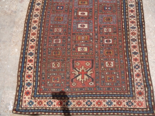 Caucasian Prayer Rug from Karabagh reigon,very unusual desigen,good age,nice colors and pattern,some old repair.Size 3'10*5'7".E.mail for more info and pics.             