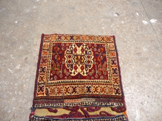 Qashqai Complete Khorjin with original Kilim backing,all good colors,nice design,some old repair done.Beautiful kilim backing.Size 3'4"*1'9".E.mail for more info and pics.            