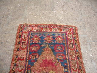 Early Anatolian Prayer Rug,fragmently condition,all natural colors,very nice design,As found.Size 5'5"*3'8".E.mail for more info and pics.                 