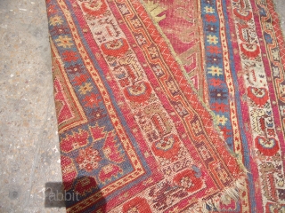 Early Anatolian Prayer Rug,fragmently condition,all natural colors,very nice design,As found.Size 5'5"*3'8".E.mail for more info and pics.                 