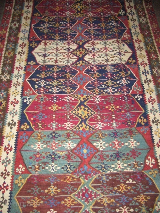 Gorgeous Two part Reyhanli area Anatolian Kilim ?.Extra ordinary supereb natrul colours,with a very fine weave.Good condition,Size 14'8"*4'11".E.mail for more info and pics.          