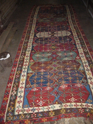Gorgeous Two part Reyhanli area Anatolian Kilim ?.Extra ordinary supereb natrul colours,with a very fine weave.Good condition,Size 14'8"*4'11".E.mail for more info and pics.          
