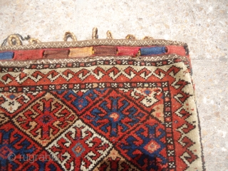 Shahsavan Piled Bag with origianl kilim backing and beautiful natural colors,very soft shiny thick wool,very nice deisgn,striking kilim.All original without any repair Size 1'10"*1'9".         