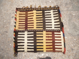 Shahsavan Piled Bag with origianl kilim backing and beautiful natural colors,very soft shiny thick wool,very nice deisgn,striking kilim.All original without any repair Size 1'10"*1'9".         