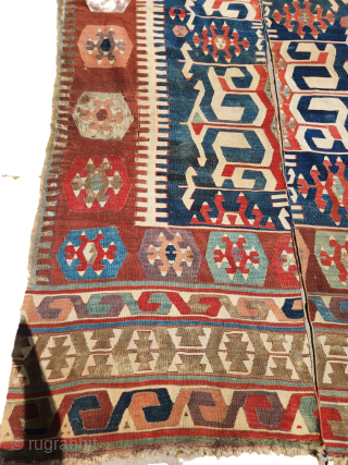 Colorfull Anatolian kilim fragment witg good colors and age,nice design.Size 6'5"*5'2".E.mail for more info and pics.                 