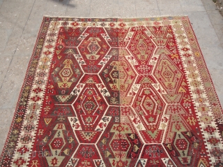 Large Anatolian Kilim with diamond pattern,two parts joint together,very nice condition and desigen,fine weave,nice colors.Size 11'6"*5'3".Ready for the display.E.mail for more info and pics.         