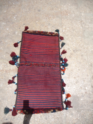 Luri Bakhtiyari saddlebag,original stripe kilim backing,all natural colors,fine weave,excellent condition,very nice design,sides ends are all original.Size 3'3"*1'7".E.mail for more info and pics.           