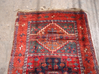 colorful Anatolian Kurdish Rug fragment with full soft shiny wool and great natural colors,very fine weave and nice design.Good age.Size 5'10"*3'9".E.mail for more info and pics.       