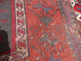 colorful Anatolian Kurdish Rug fragment with full soft shiny wool and great natural colors,very fine weave and nice design.Good age.Size 5'10"*3'9".E.mail for more info and pics.       