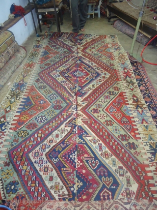 Beautiful Colourfull Anatolian Kilim Fragment,fine weave and all good colours.Size 10'5"*5'7".Email for more info,                   