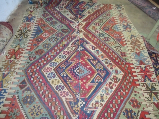 Beautiful Colourfull Anatolian Kilim Fragment,fine weave and all good colours.Size 10'5"*5'7".Email for more info,                   