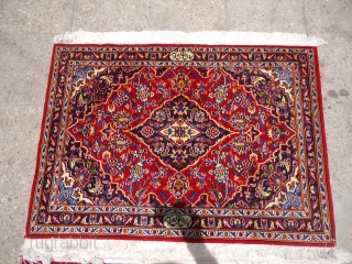 Kashan Pushti Pair,signatured as "Kashan Shadsar",fine weave good colors,good condition,nice desigen.Size 3'4"*2'2" Each.E.mail for more info and pics.
               