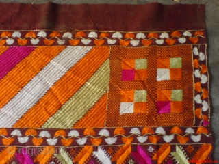 Phulkari Shawl,good desigen and colours,excellent condition.Both borders are of different desigen.Very fine work quality.                   