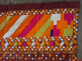 Phulkari Shawl,good desigen and colours,excellent condition.Both borders are of different desigen.Very fine work quality.                   