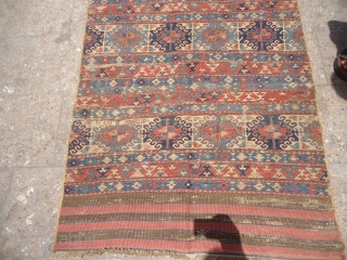 Shahsavan Soumac Pannels with all organic dyes,beautiful design,and good age,Fine weave.All original without any repair or work done.Early pannel with good condition.Size 4'4"*3'2".E.mail for more info and pics.     