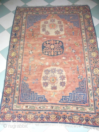 Khotan Rug,good condition and very nice colours,beautiful desigen,very supereb Rug,Hand washed Ready for display,E.mail for more info and pics.              