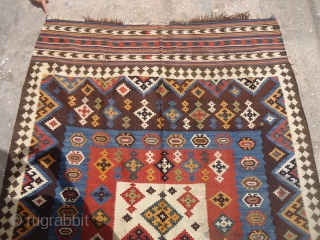 Large colorful Qashqai Kilim with all good color,fine weave.Size 9'7"*5ft.E.mail for more info and pics.                  