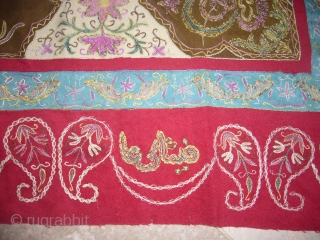 Rare Rasht Textile,with caligrophy,wool with silk,good condition.Size 120*117cm.                         