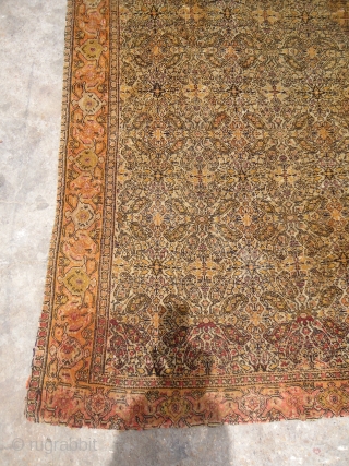 Early and extra finely woven "Rainbow Colors Silk Foundation Senneh Rug Fragment",very finely woven,beautiful deaigen,early age,very dirty need a wash,Wool pile with multi-color foundation"rainbow" sennaAs found.Size 6*4'4".E.mail for more info.   