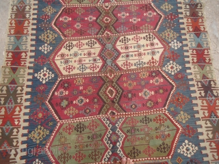 Anatolian Kilim with great natural colors and beautiful design,fine weave and and nice condition.Good age ,very beautiful pce.Size 10'1"*5'9".E.mail for more info and pics.         