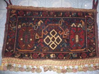 Qashqai ? Afshar ?Bag,  good condition,vegetable dyes.without any repair. Fringes are not original they are swen, Hand washed and ready for hanging. Size 2*1ft.        