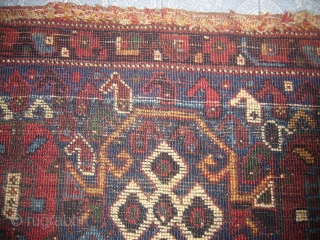 Qashqai ? Afshar ?Bag,  good condition,vegetable dyes.without any repair. Fringes are not original they are swen, Hand washed and ready for hanging. Size 2*1ft.        