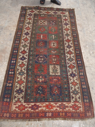 Caucasian Prayer Rug with unusual design,good colors and nice condition,beautiful design.Ready for the display or floor.Size 7*3'10".E.mail for more info.             