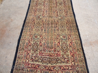 Lavar Kirman Large carpet Fragment,beautiful all good colors,very fine weave and  good age,very nice desigen,Two inscriptions pannels,Size 12'9"*4'.E.mail for more info and pics         