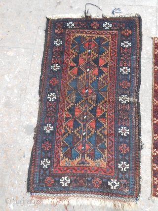 Baluch Balishts with good age and all natural colors,very fine weave and nice design.All original without any repair or work done.E.mail for more info and pics.       