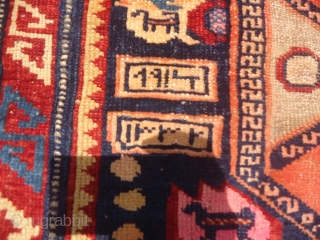 Shirvan Dated unusal design.As found without any repair or work done.Size 2'8"*2'7".E.mail for more info and pics.                