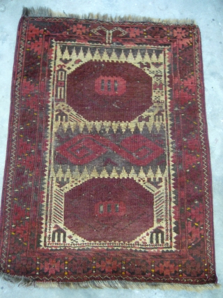 Rare small Beshir Prayer rug,might be a child prayer rug,with unusual motifs,all original without any work done,Size 3'2"*2'6".Handwashed ready for display.            