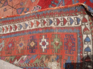 Anatolian Prayer Rug fragment with colors and age,nice design.Size 3'9"*3'5".E.mail for more info and pics.                  