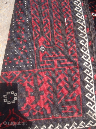 Baluch Rug with excellent colors and condition,very nice design,soft shiny wool.All original without any repair or work done.Size 5'10"*3'4".E.mail for more info and pics.         