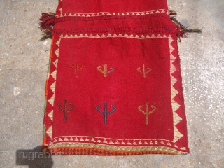 Qashqai Flatwoven Khorjin Saddle bag with great design and colors,original kilim backing,excellent condition.Good age,very nice pce with fine weave.Size 3'4"*1'9".E.mail for more info and pics.        