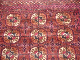 Turkmon Rug with beautiful colors and desigen,fine weave,As found.E.mail for more info and pics.                   