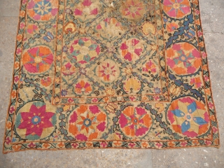 Early Suzani Frgament with beautiful colors and desigen.As found.Size 5'9"*3'10".E.mail for more info and pics.                  