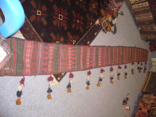 Long Supereb Sistan Baluch Tent Band or trapping,with original beads and ornament,very fine weave,nice colours,salt bag desigen.                