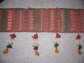 Long Supereb Sistan Baluch Tent Band or trapping,with original beads and ornament,very fine weave,nice colours,salt bag desigen.                